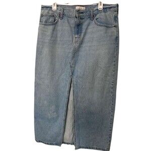 Abercrombie & Fitch Low Rise Maxi Denim Skirt Womens 32/14 Light Wash Long